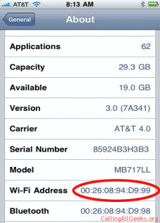 iphone screenshot finding mac address